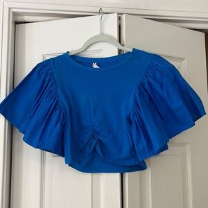 ZARA blue flowy sleeve shirt